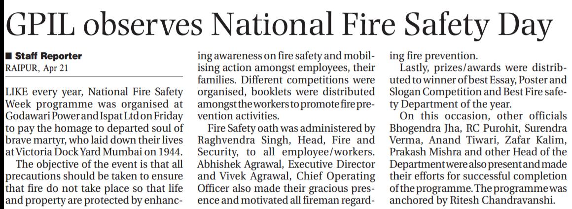 National Fire & Safety Day